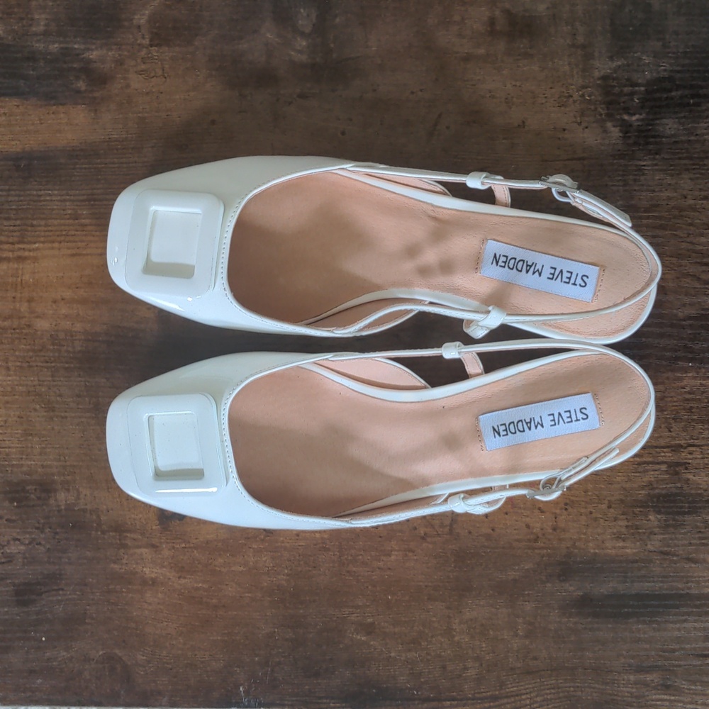 Steve Madden Belari White Patent Slingback Flats